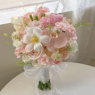 【婚慶用品】婚禮手捧花新娘手捧花結婚出片鬱金香領證仿真花拍照道具韓式手捧花束