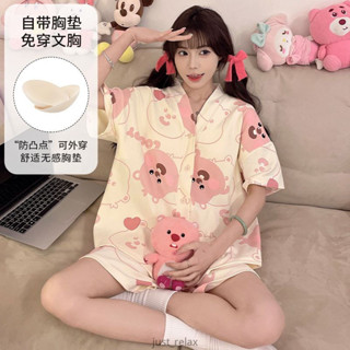 新款 可愛睡衣 小外套 loopy睡衣 夏天睡衣 短袖睡衣 胸墊睡衣 露比 家居服 大尺碼睡衣 小海狸 卡通睡衣 罩杯睡
