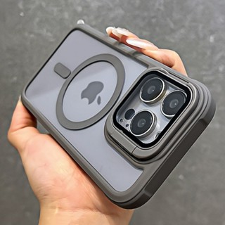 微磨砂 隱形鏡頭支架 磁吸 手機殼 膚感保護殼 適用於 iPhone 16 15 14 13 12 Pro max