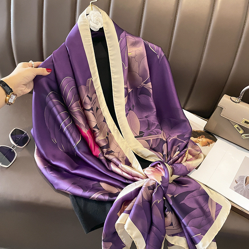 春夏秋新款紫色氣質圍巾 女 裝飾百搭披肩防晒沙灘巾外搭 高級披風