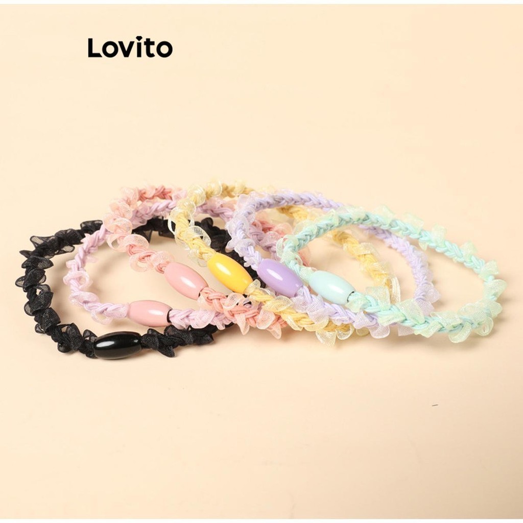 Lovito 女用休閒素色蕾絲編織髮帶 LFA27534