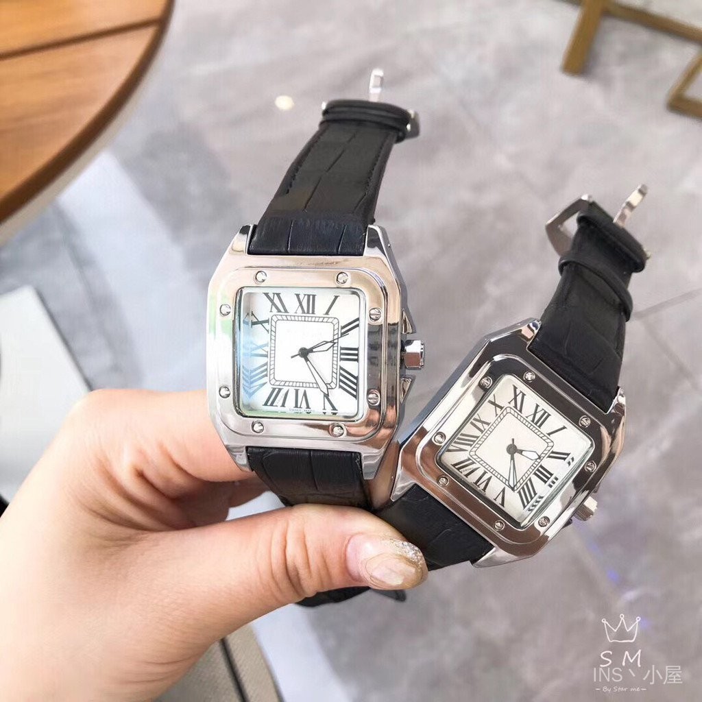 【卡家手錶】熱賣山度士時尚方形羅馬刻度日曆石英皮帶腕錶 高品質手錶 8KXO