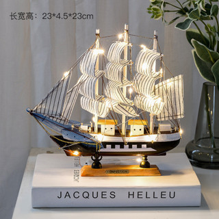木質一帆風順帆船模型辦公室客廳工藝品地中海風裝飾創意擺件批發