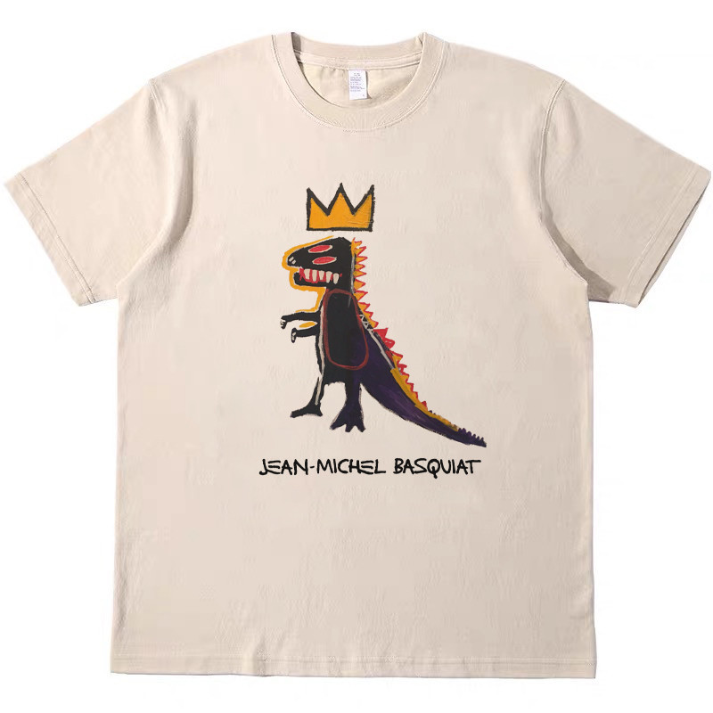 巴斯奎特Basquiat美國塗鴉藝術家復古bf男女情侶T恤純棉tee shirt