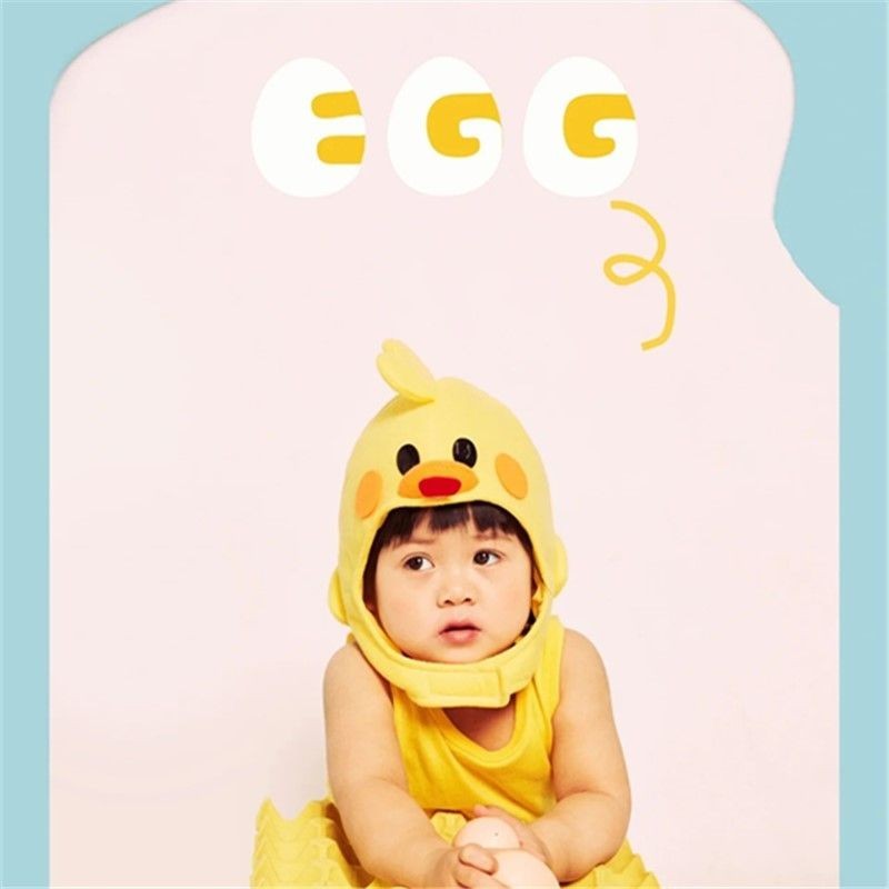 卡通可愛黃色小雞頭套幼兒園節目表演道具兒童寫真動物頭飾帽子 JE6B