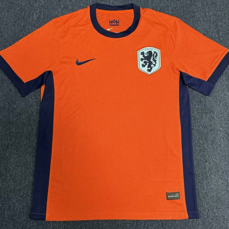 男子橙色球迷版 2024 年荷蘭足球球衣