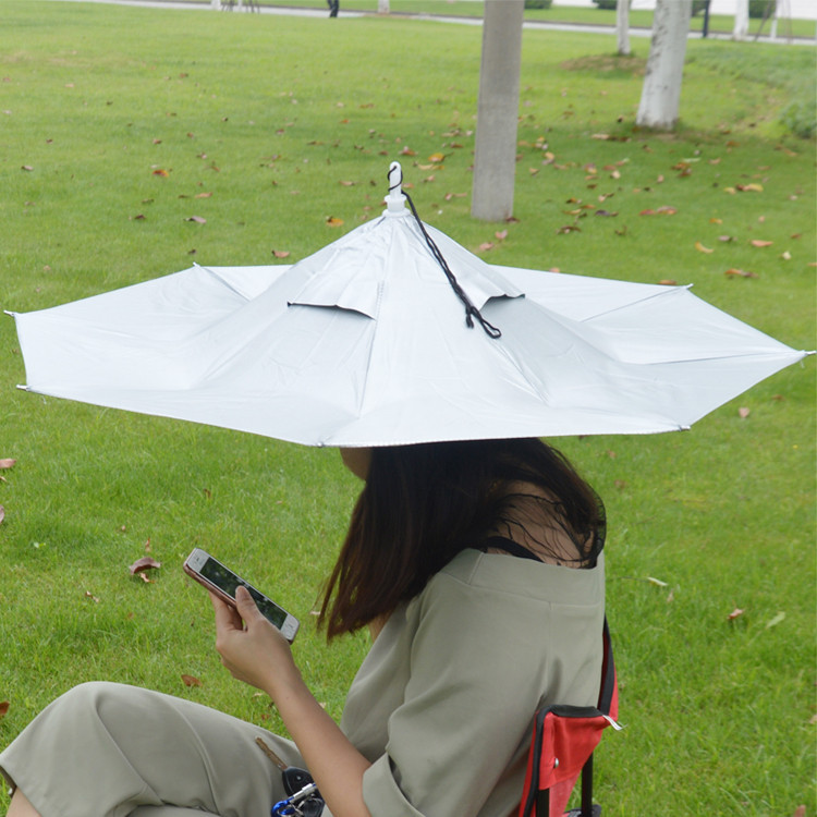 雙層防風釣魚傘帽 頭戴雨傘 防晒 摺疊單層雨傘帽 二折釣魚帽遮陽