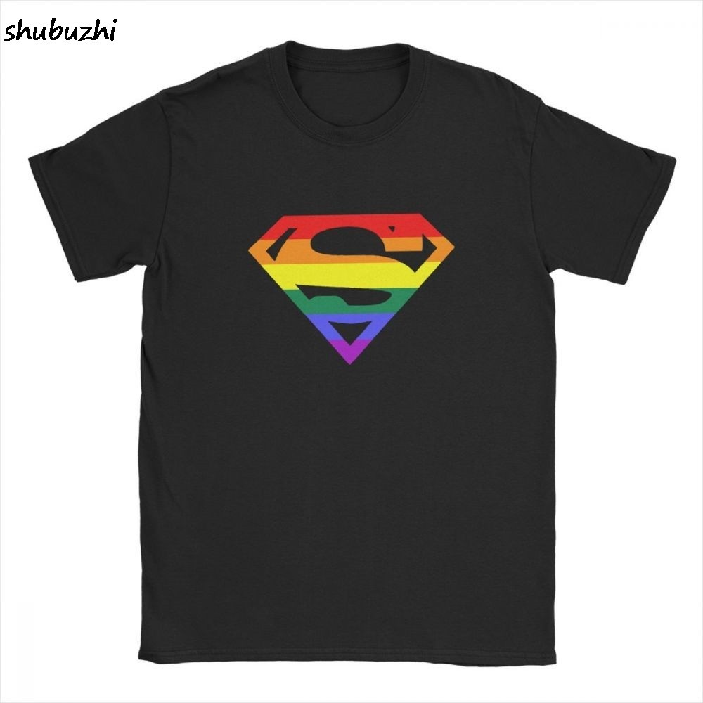 Super Queer T 恤男士彩虹同性戀女同性戀驕傲 Lgbtq Lgbt 衣服 T 恤棉棉