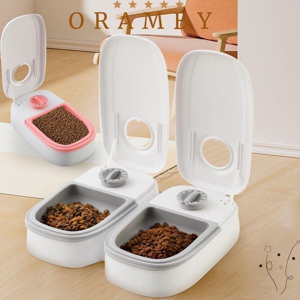 ORAMBEAUTY自動寵物餵食器塑料對於狗貓雙銷釘大容量350毫升乾濕分離定時器碗自動進料器