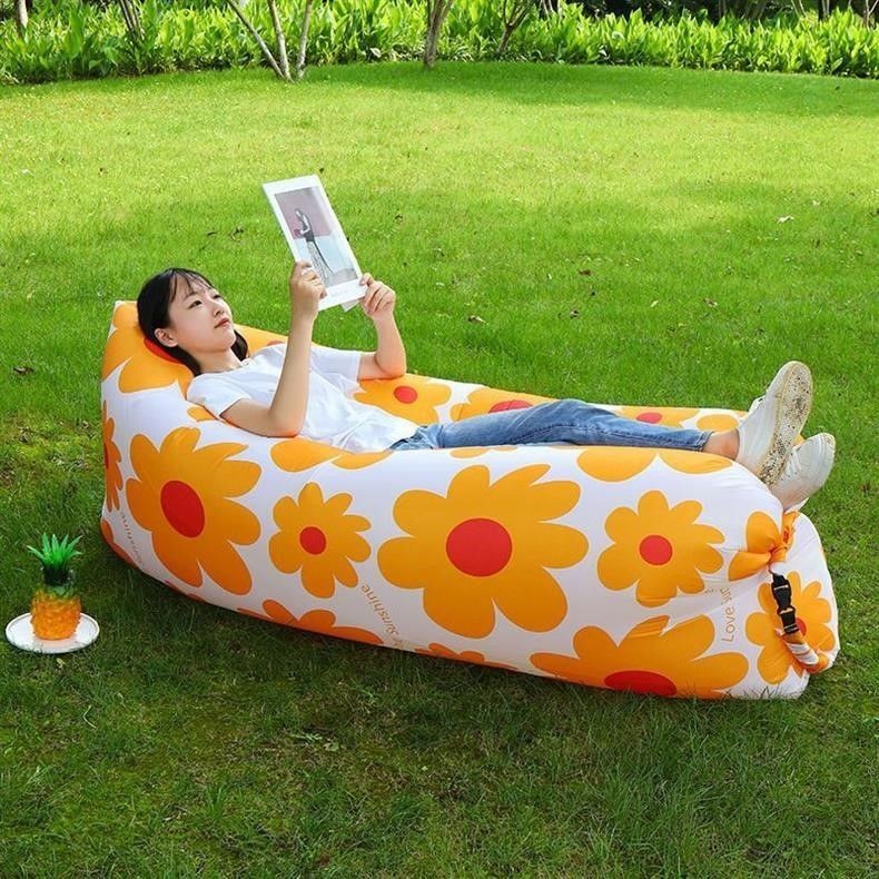 F&amp;X 充氣沙發懶人充氣沙發網紅運動空氣床戶外便攜式躺椅單雙人摺疊床枕頭款好
