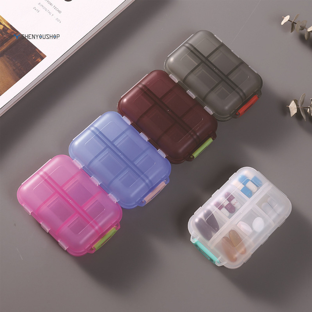 SHENYOU 藥盒便攜式摺疊雙層12格小藥盒藥片藥丸分裝塑膠收納盒