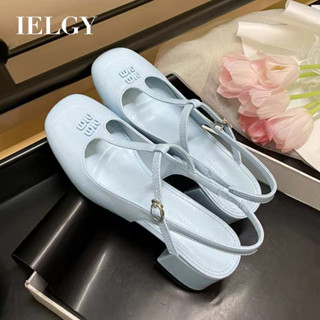 Ielgy包頭涼鞋女夏季新款時尚瑪麗珍專業高跟鞋低跟平底5cm