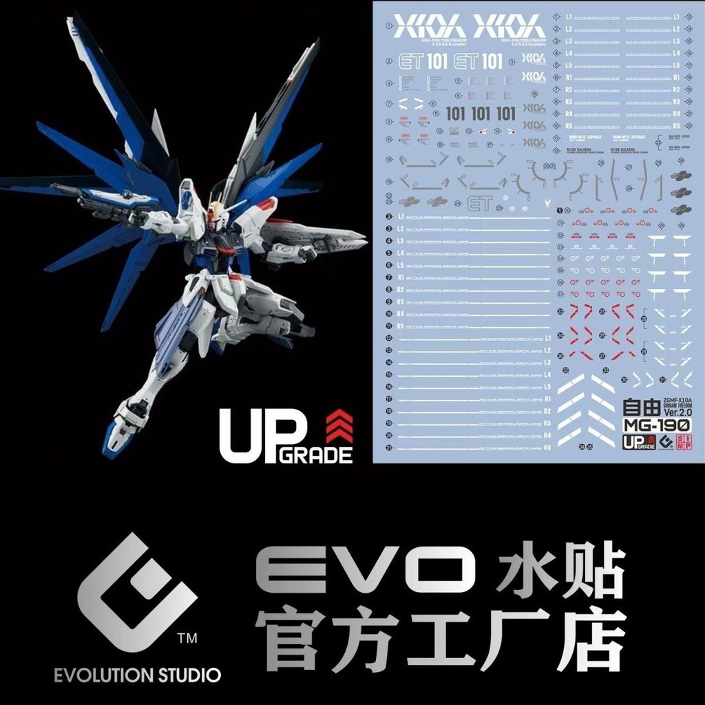 EVO-MG190水貼 自由2.0 ZGMF-X10A Freedom Gundam 基拉大和 熒光