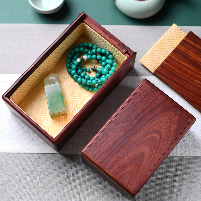 收納收藏 獨板紅木首飾盒木質收藏盒榫卯結構機關盒高檔文玩把件玉器收納盒木器之美