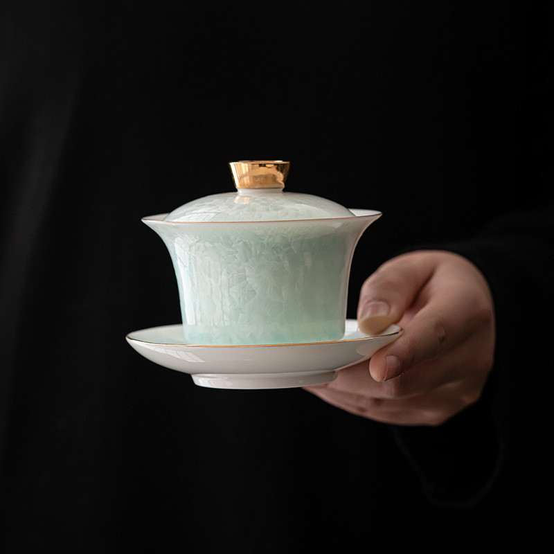冰花玉瓷泡茶壺帶濾網陶瓷功夫茶具結晶釉單蓋碗單茶壺家用泡茶器中式茶具 茶具 禮物 伴手禮 精緻茶具