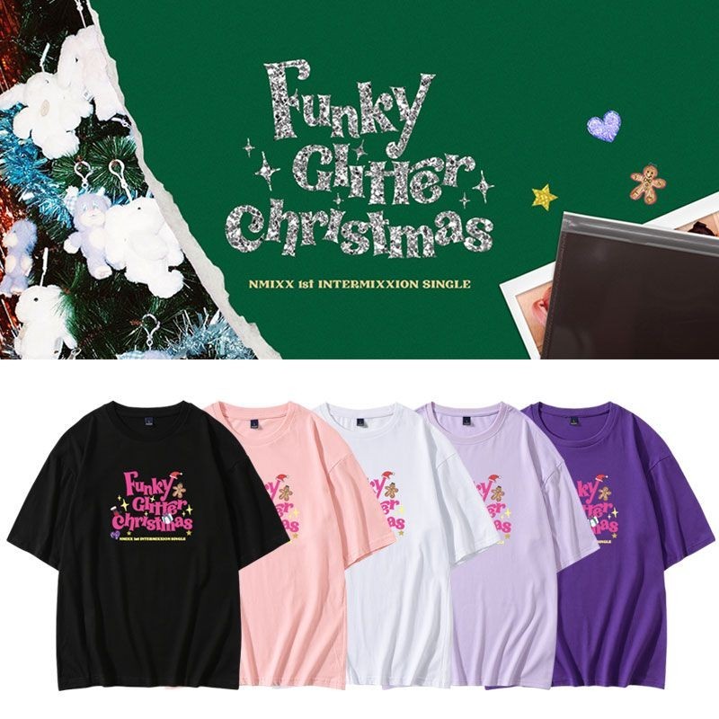 獨家NMIXX專輯Funky Glitter Christmas周邊同款短袖T恤印花打歌衣服