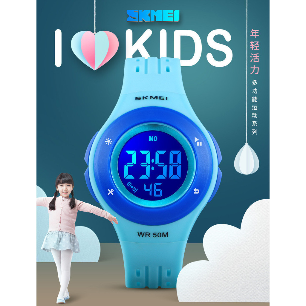 潮流活力學生電子錶多彩LED夜光防水運動兒童手錶