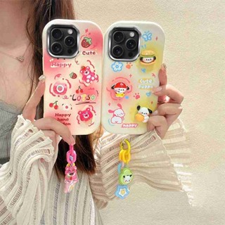 適用於 iPhone 手機殼卡通 3D 娃娃帶手鍊保護套適用於 Apple iPhone 6 6S 7 8 Plus X