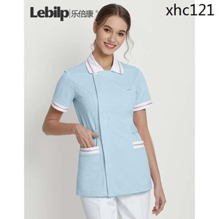 熱銷· 樂倍康醫美護士服短袖醫院工作服養生館藍色緊身制服女款上衣褲子