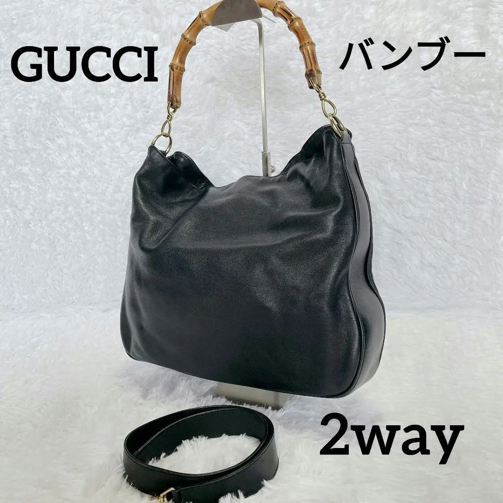 GUCCI 古馳 肩背包 竹節系列 皮革 日本直送 二手