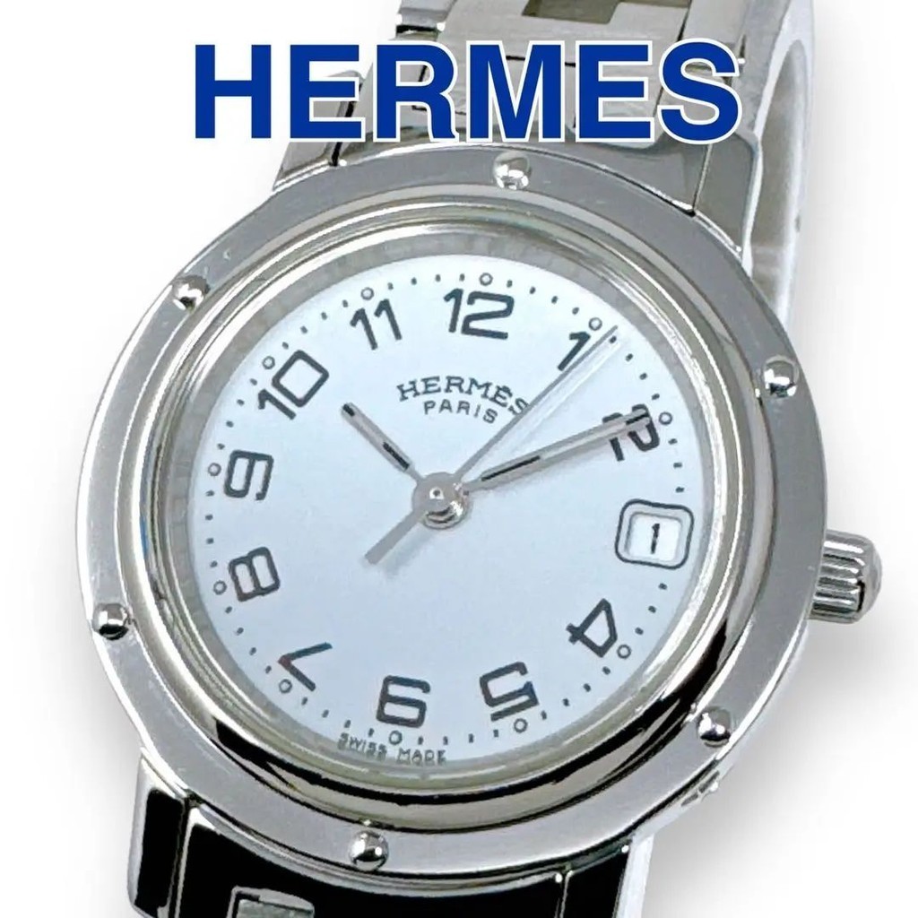 HERMES 愛馬仕 手錶 CL4.210 Clipper 銀 白色 女用 日本直送 二手