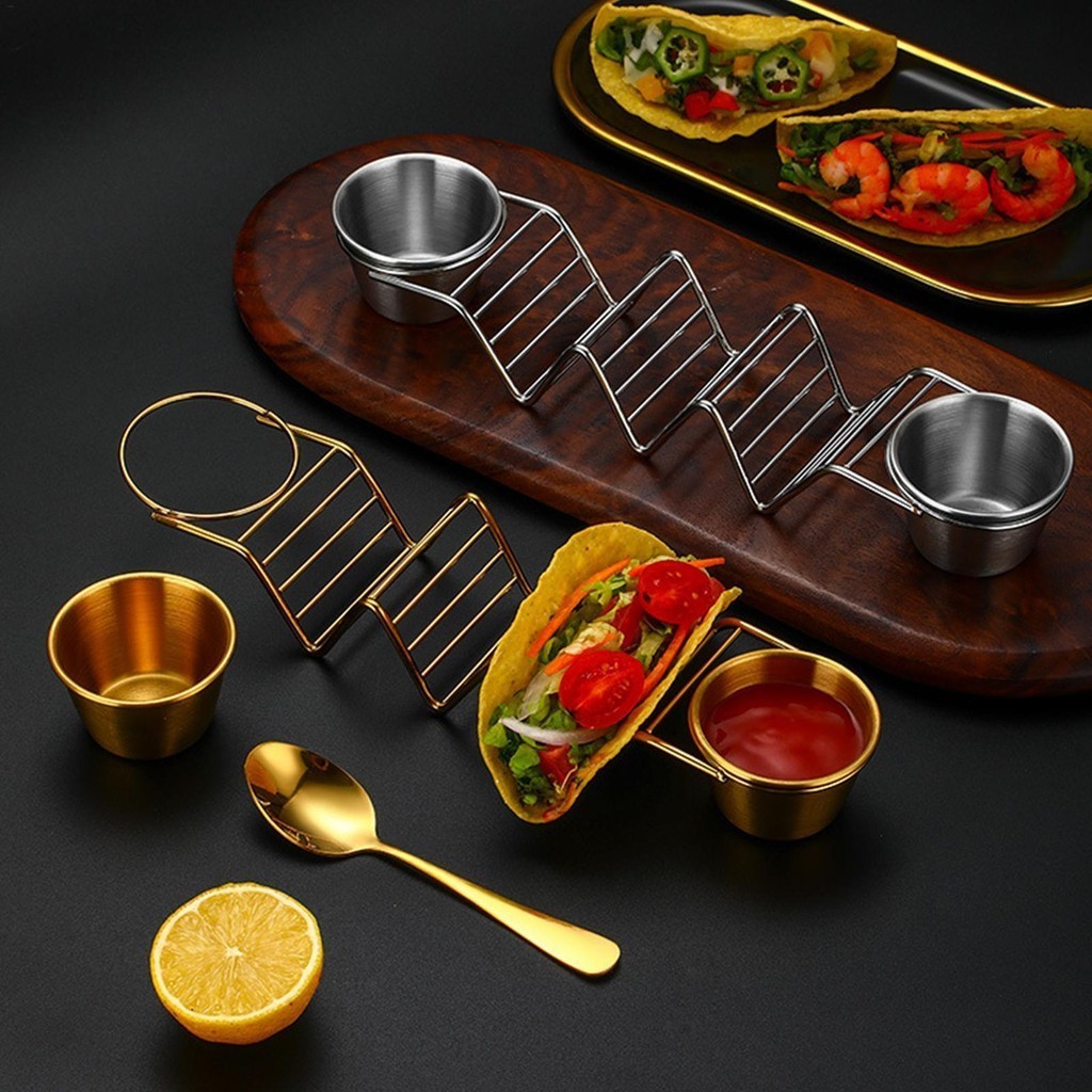 Taco Holder Stand Burrito Stand 帶醬杯勺耐熱燒烤安全多功能炸玉米餅酒吧服務套裝 shop