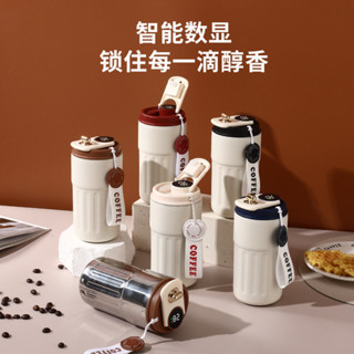 關註立減 居家生活 新款 智慧 顯溫 咖啡杯 316 不銹鋼 真空 保溫杯 保溫 保冷 高顔值 車載 水杯