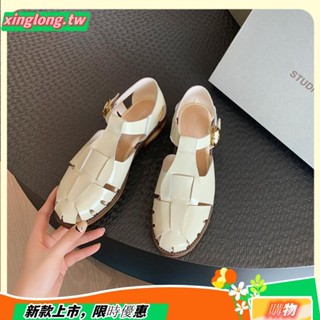 裙子家復古羅馬鞋～夏季復古韓版涼鞋 編織涼鞋 外穿涼鞋 包頭 一字扣帶 厚底涼鞋 室外涼鞋 羅馬涼鞋女