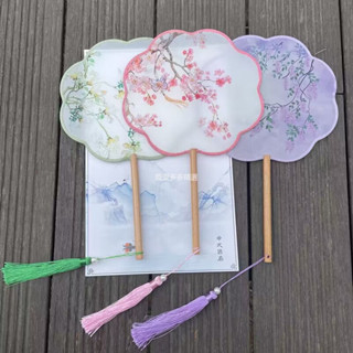 臺灣出貨 兒童復古風團扇古典宮扇中國風圓扇子漢服女扇旗袍走秀演出舞蹈扇 古典舞扇子 舞蹈扇 摺扇 古風扇子秧歌扇子WD