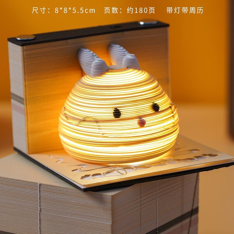 ✨3d立體手撕便籤日曆紙雕可愛小狐狸模型2025年3D創意桌擺25.3.21