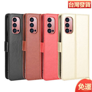 適用OPPO Reno4 Pro 5G手機殼翻蓋Reno4 4G手機皮套瘋馬紋插卡殼