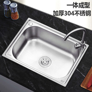 特價水槽單槽 全套網紅加厚304不銹鋼一體成型 廚房大小洗菜盆洗碗池