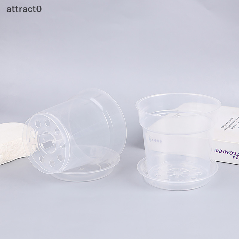 Attact 1 件圓形種子啟動盤透明花盆育苗盆帶排水孔蘭花植物草本花卉園藝工具 TW
