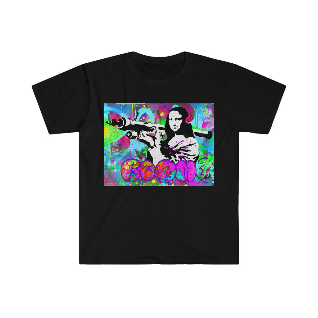 蒙娜麗莎火箭發射器 Banksy 塗鴉柔軟風格 T 恤