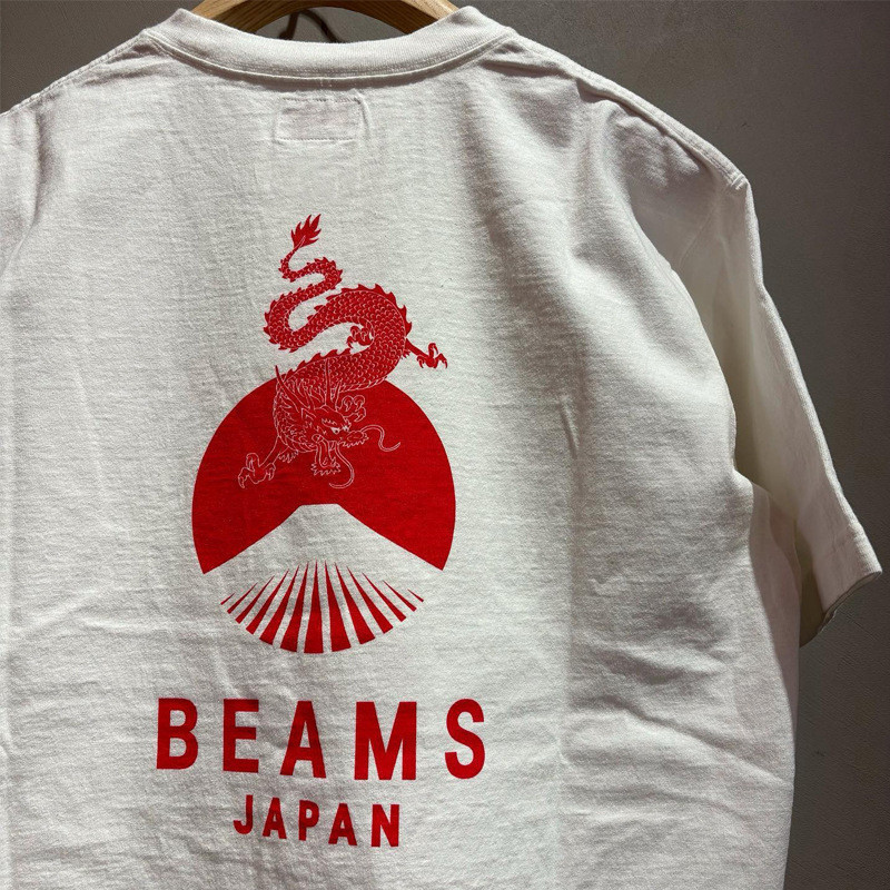 BEAMS JAPAN24SS龍年短袖T恤男女圓領情侶短袖小紅繩寬鬆打底上衣