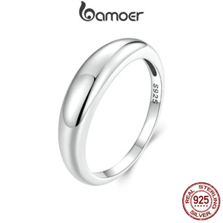 Bamoer 925 純銀戒指光環簡約設計日常場合時尚首飾禮物女士女孩男孩
