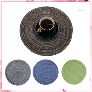 <JAC> 2 件防滑圓桌墊套裝編織餐墊餐桌防滑杯墊適用於廚房耐熱碗墊飲料墊