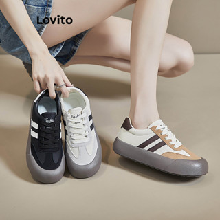 Lovito 女式學院條紋抽繩道德訓練鞋運動鞋 LFA23205