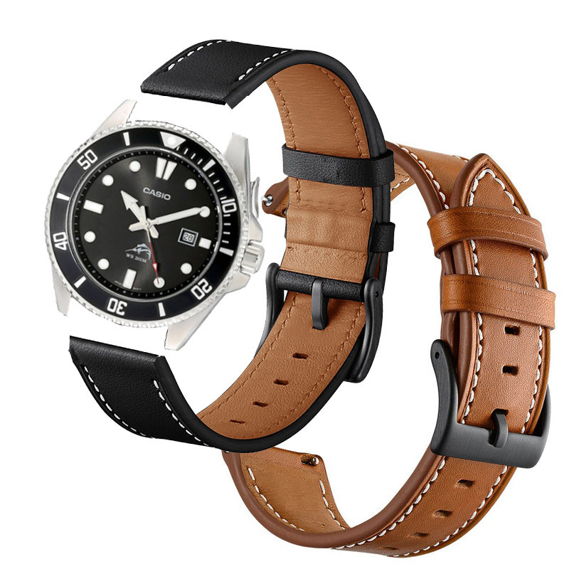 卡西歐 MDV106-1A 錶帶真皮手鍊錶帶替換帶卡西歐 MDV106-1A 智能手錶配件