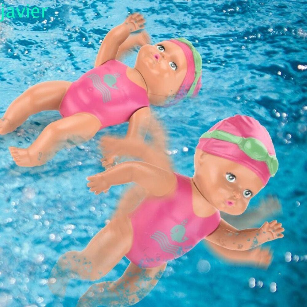 JAVI1ER發條游泳玩具,仿真自由式游泳娃娃發條,沐浴淋浴6英寸玩水嬰兒洗澡玩具浴盆玩具