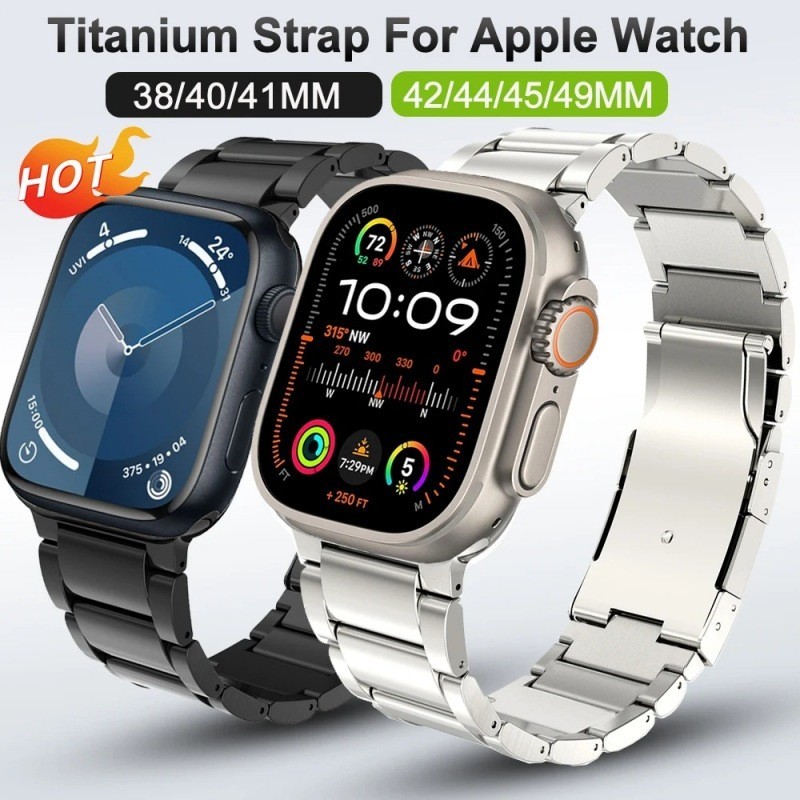 適用Apple Watch Ultra 49mm 錶帶 蘋果鈦合金錶鏈 iwatch8 SE 鈦金屬錶帶