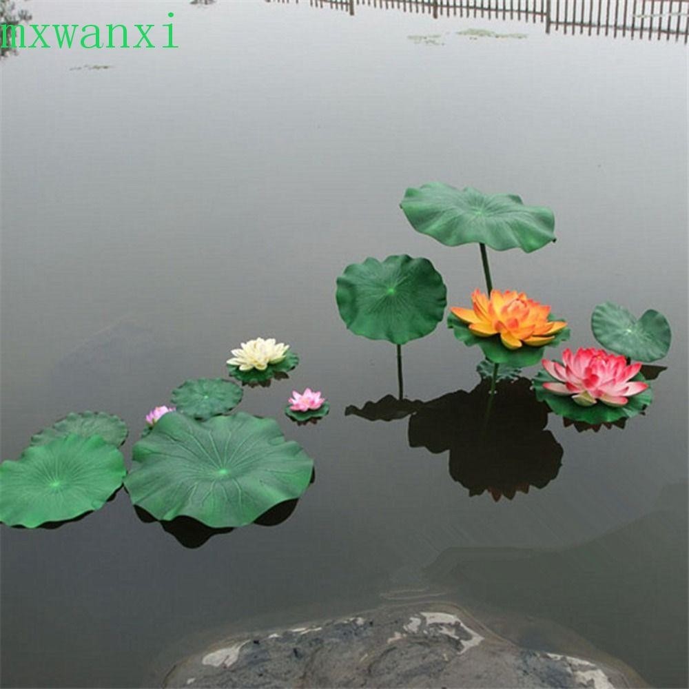 MXWANXI假蓮花現實生動魚缸景觀美化池塘花花卉道具舞台表演漂浮的荷葉