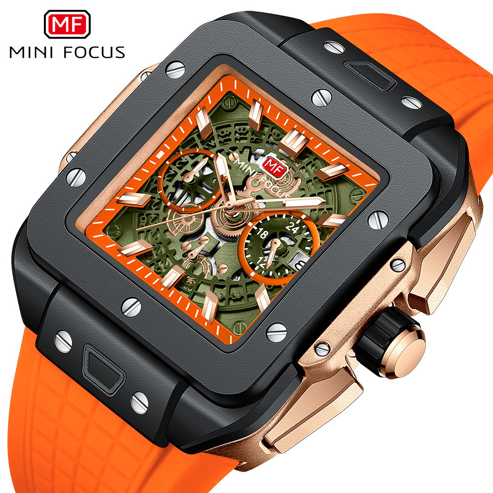 MINI FOCUS品牌手錶 爆款潮男手錶複合方形殼鏤空男士手錶0475G