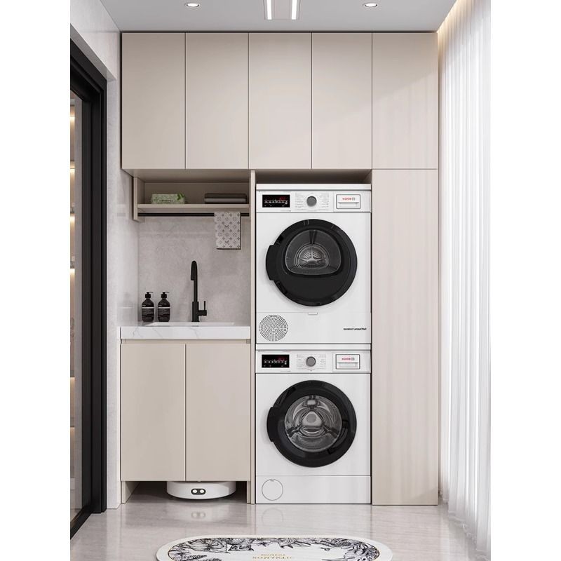 【特價清倉】洗衣訂製陽臺洗衣機烘乾機伴侶一件式太空組合機位衣櫃組合櫃蜂窩