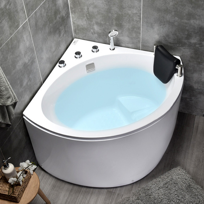 【破損包賠】日式坐泡浴缸小戶型轉角家用三角扇形亞克力按摩浴缸0.8 0.9 1米浴缸 浴池 浴盆