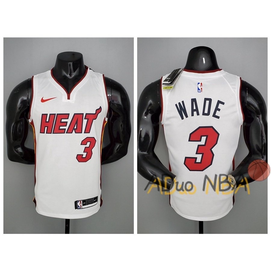 熱壓球衣 邁阿密熱火隊德懷恩·韋德 白色 2023新賽季籃球NBA球衣