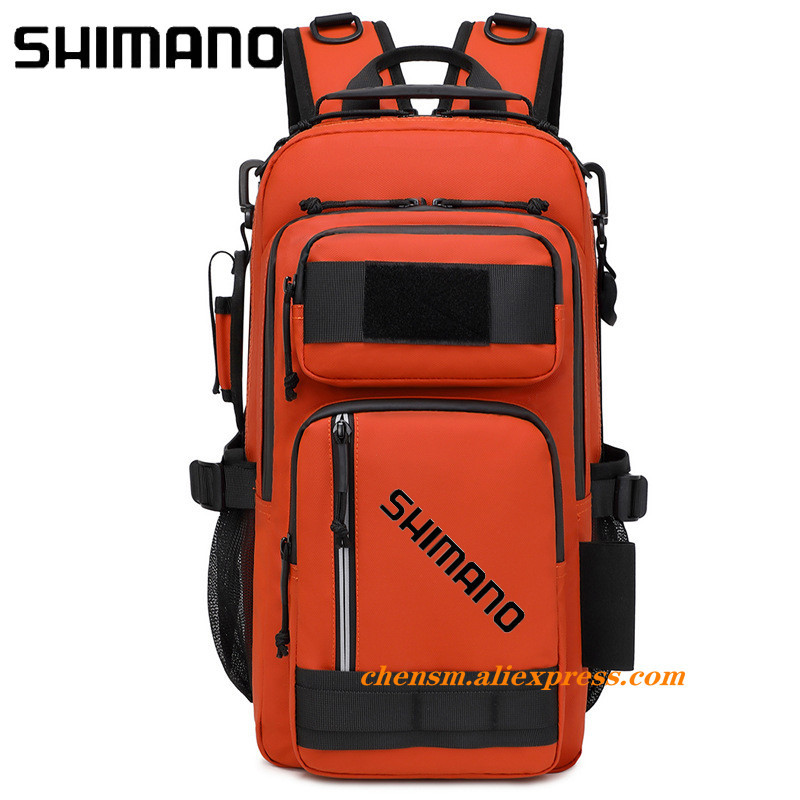 Shimano 魚餌包男士防水 Molle 釣魚竿箱背包多功能戶外旅行登山野營雙肩背包