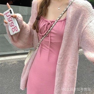 [M-4XL現貨]爆款推薦 大尺碼女裝 時尚顯瘦 韓係簡約溫柔風針織開衫女2025新款防曬衫空調衫寬鬆百搭係帶上衣
