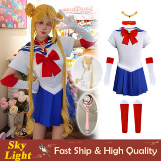 SAILOR MOON 動漫美少女戰士月野兔性感藍白色連衣裙角色扮演服裝女成人少女萬聖節服裝