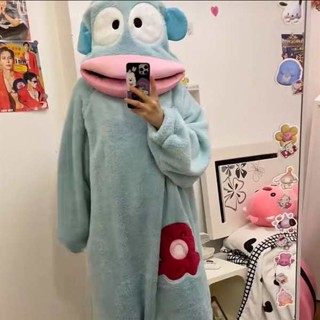 醜魚 醜魚睡衣 人魚漢頓 醜魚漢頓毛絨睡衣搞怪睡裙連身衣服珊瑚絨冬季家居服搞笑保暖睡袍